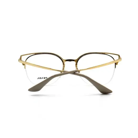 PRADA PR 64U 98R1O1 BROWN GOLD DEMO LENS AUTHENTIC EYEGLASSES FRAME - Picture 6 of 12